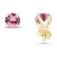 thumbnail image 3 of AFFY 7mm Round Cut Simulated Tourmaline Stud Earrings in 14k Yellow Gold Over Sterling Silver, 3 of 5
