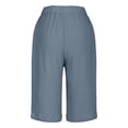 thumbnail image 5 of Dresfit Bermuda Shorts for Women Solid Linen Shorts Summer 2026 Baggy Drawstring Pedal Pushers Beach Loose Wide Leg Cropped Pants with Pockets Light Blue M, 5 of 6