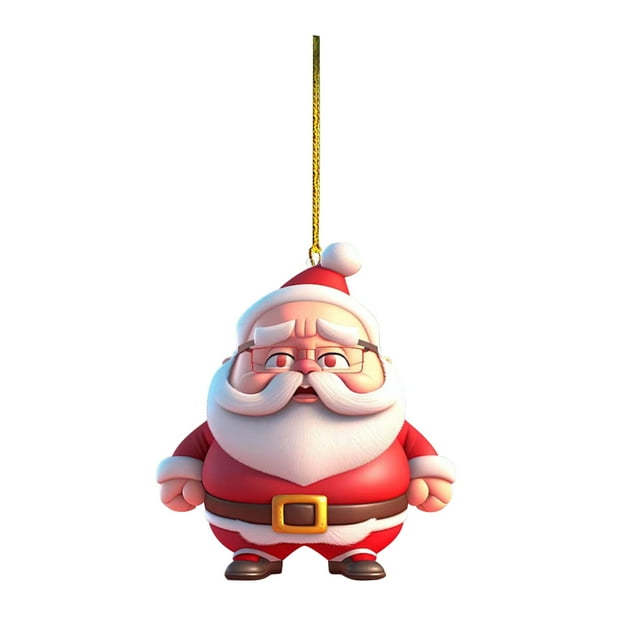 Fiudx Colgante de Papá Noel, Impresión a Doble Cara, Decoración Acrílica, Adorno para Árbol de Navidad, Accesorio para Funda de Coche, Alegría Festiva, Regalo Especial, 1 Colgante Por Juego
