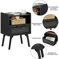 thumbnail image 6 of YEXJ Rattan Nightstands Set of 2, Side Table with Drawer Open Shelf, Cane Accent Bedside End Table, Mid Century Modern Night Stand for Bedroom, Dorm and Small Spaces-2-Black, 6 of 15