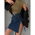 thumbnail image 4 of Skorts Skirts for Women Denim Mini Skirt Side Slit with Zippered L, 4 of 7
