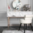 thumbnail image 2 of VEIKOUS Vanity Chair Collection Home Decor Style1 Elegant Velvet Padded Seat Table Set, White, 2 of 5