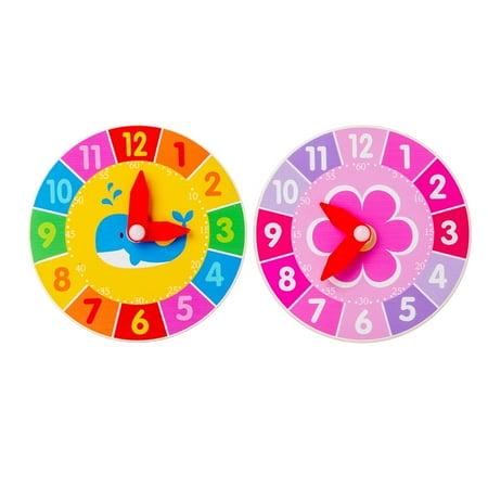 

2PCS Wooden Clock Toy Cartoon Wooden Clock Learning Toy Funny Wooden Clock Cognitive Toy Creative Wooden Clock Cognitive Learnin