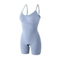 thumbnail image 3 of ZQUUVOU Women's Sleeveless Bodysuit Yoga Underwear Shapewear Workout One Piece Outfits Ribbed Going Out Bodycon Shorts Sky Blue, 3 of 4