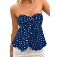 thumbnail image 3 of Women Y2k Tube Tops Strapless Floral Bandeau Vest Tie Up Sleeveless Backless Cute Tops Grunge Clothes Dark Blue L, 3 of 9