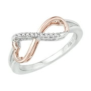 Heart Shaped Infinity Diamond Ring in Sterling Silver Two Tone (1/20 cttw)