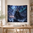 thumbnail image 5 of Silver-Haired Sorceress on Stormy Shore under Teal Aurora, Mystical Fantasy for Magic Fans, Coastal Wall Art, Housewarming Gift, Tapestry Wall Hanging for Bedroom and Studio, 5 of 7