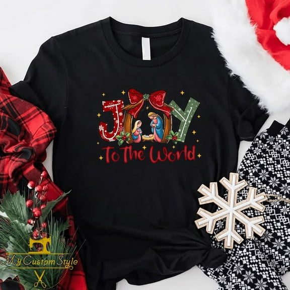 Joy To The World Unisex T Shirt Christian Nativity Holiday Gift Tee up to 5XL