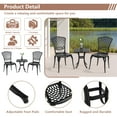 thumbnail image 5 of Homefun 3-Piece Cast Aluminum Bistro Set - Rust-Proof Outdoor Table & 2 Chairs, All-Weather Patio Furniture for Garden/Patio/Balcony, 5 of 8