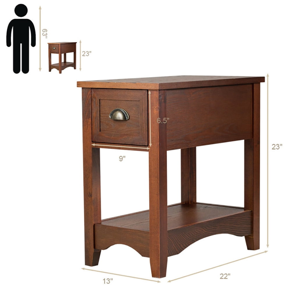 Finihen End Side Table, Rectangular Nightstand, Contemporary Chair Side End Table Compact Table with Drawer Nightstand, for Living Room, Bedroom, Natural Finihen End Side Table, Rectangular Nightstand, Contemporary Chair Side End Table Compact Table with Drawer Nightstand, for Living Room, Bedroom, Natural