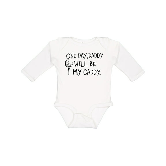 Inktastic One Day, Daddy Will Be My Caddy Kids Golfing Boys or Girls Long Sleeve Baby Bodysuit