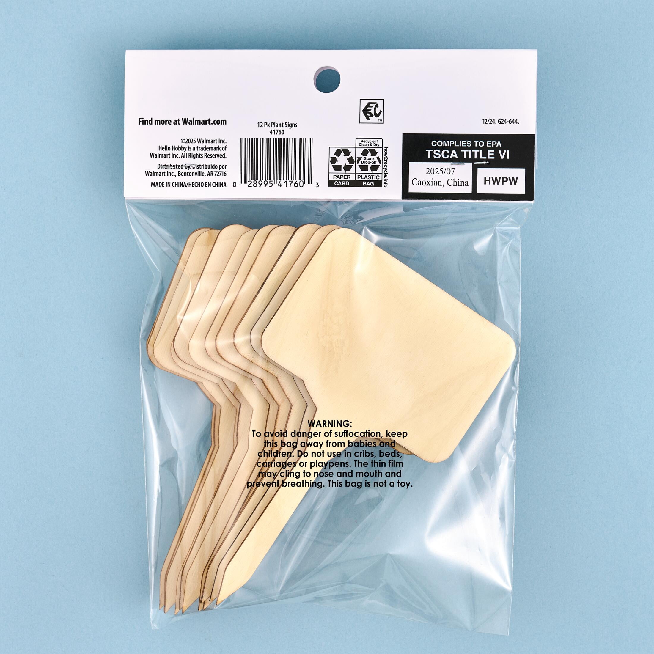 Hello Hobby Wood Plant Poke Set, Set of 12, 5" x 3" x .125"
