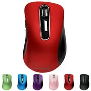 Wireless Mouse, 2.4GHz with USB Receiver, 1200 DPI Optical Tracking, 5 Buttons,Ambidextrous PC/Mac/Laptop - Red