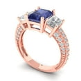 thumbnail image 2 of 3.61 ct Emerald Cut Simulated Tanzanite 3 Stone 18K Rose Gold Womens Engagement Ring, 2 of 5