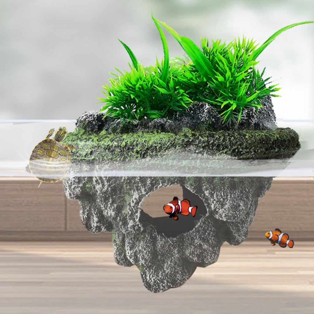 2 Piece Floating Rock Pair for Fish Tanks 3D Layering and Habitat Environment