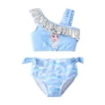 thumbnail image 1 of Traje de baño Disney Frozen Elsa con un hombro y volantes para niñas de 4 a 5 años, 1 of 4