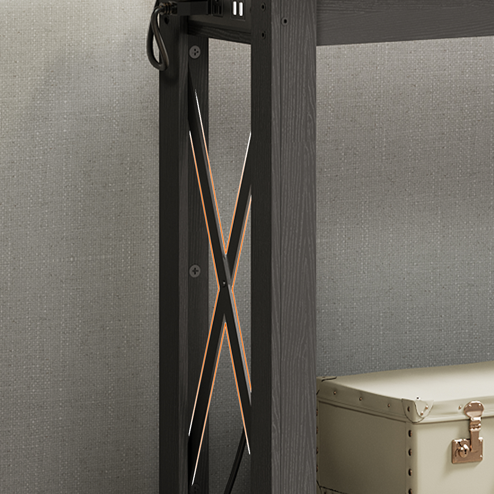 HOOBRO Industrial Multifunction with Power Socket, Outlets and USB Ports Engineered Wood Console Table, Black Walnut