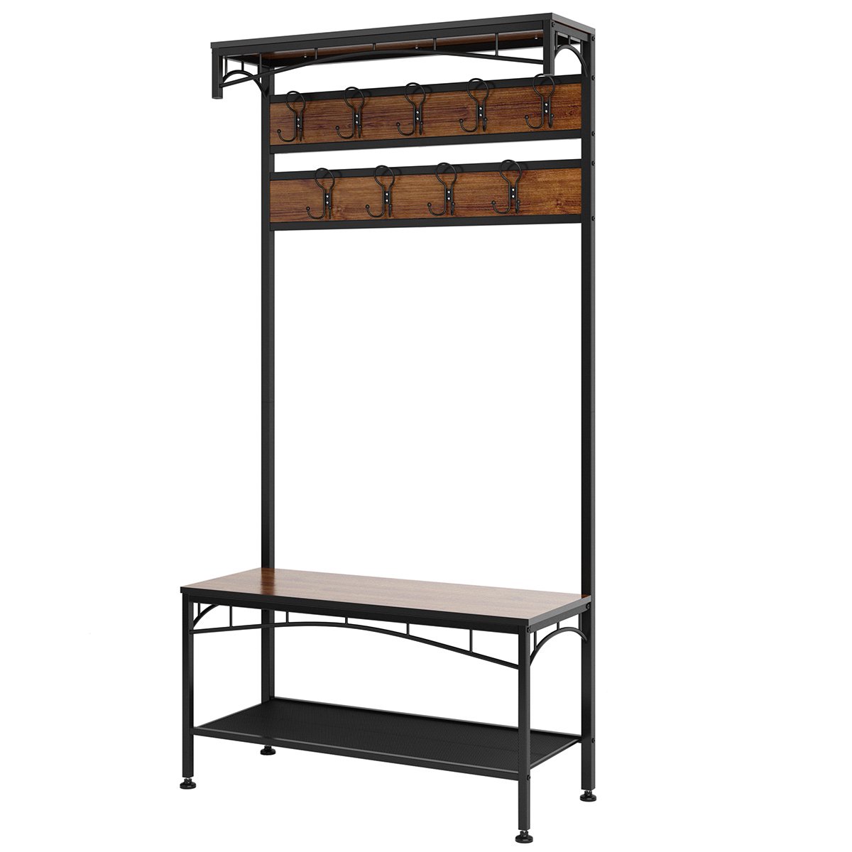 3 In 1 Entryway Coat Rack Rackaphile Vintage Metal And Wood Hall Tree With Storage Bench Shoe Rack Entryway Storage Shelf Organizer With 18 Hooks Walmart Com Walmart Com