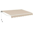 thumbnail image 1 of Gymax 13 x 8.2 ft Outdoor Patio Retractable Awning Polyester Sunshade Cover w/ Manual Crank Handle Deck Beige, 1 of 10