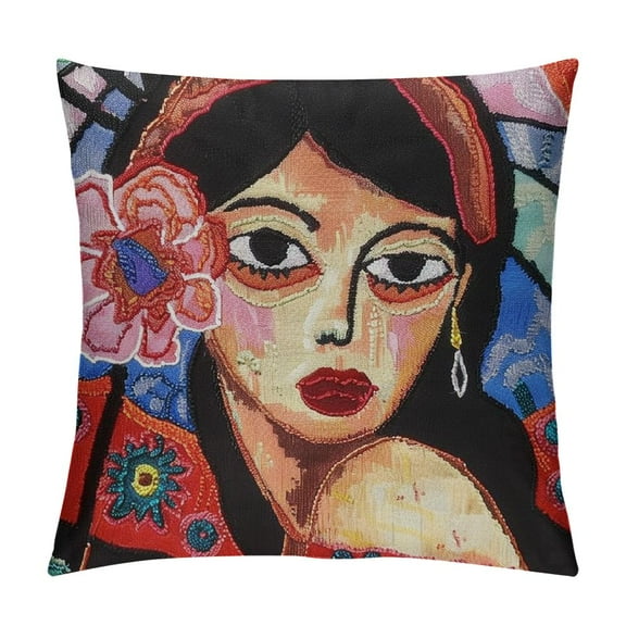 Qinduosi Pillow Cover Pillowcase Colorful Design Cushion Mexican Art Chair Cushions Hand Embroidered White