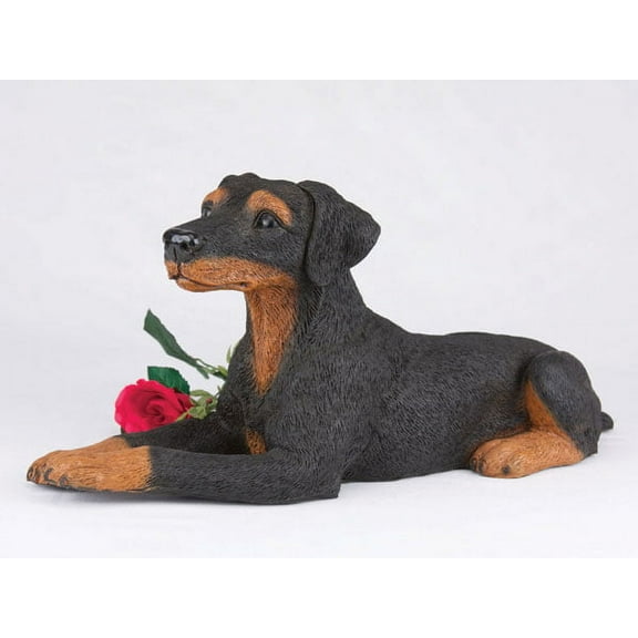 Doberman pinscher Ears Down Black Cremation Pet Urn for a Dog Memorial in remembrance of your beloved family pet