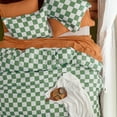 thumbnail image 5 of Green Checkered Comforter Set,3 Pieces, 1 Queen Fluffy Grid Plaid Bedding Set, with 2 Pillow Shams, 5 of 5
