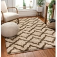 thumbnail image 6 of Lattice Links Modern Geometric Trellis 3x5 (3'3'' x 5'3'') Area Rug Brown Beige Plush Shag Easy Care Thick Soft Plush Living Room, 6 of 7