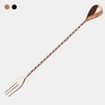 thumbnail image 3 of Thinsont Stainless Steel Bar Spoon with Long Handle Stirring Spiral Pattern Mixing Blending Stirrer Spoons Twisted Barware Gadgets Fork Rose Gold, 3 of 8