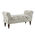 thumbnail image 2 of Linon Lillian Upholstered Bench with Rolled Arms, 45" L x 17.5" D x 23" H, White Script, 2 of 6
