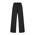 thumbnail image 4 of Summer Savings Clearance Pants ! Xihbxyly Womens Casual Solid Color Elastic Loose Pants Straight Drawstring Wide Leg Trousers Pants Comfy Lounge Pants with Pockets Black L, 4 of 5