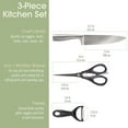thumbnail image 2 of BambooMN High Carbon, Rust Resistant, Stainless Steel Chef Knife, Kitchen Shears,Swiss Style Fruit/Vegetable Peeler - 3 Piece Kitchen Set for Cooking, 2 of 6