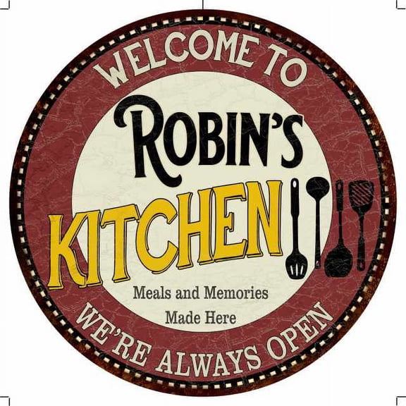 Robin's Kitchen 14" Round Metal Sign Bar Game Room Wall Decor 100140040102