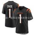 thumbnail image 1 of Bengals Football Jersey Embroidered Rugby Uniform 1#Chase 9#Burrow 85# Replica Player Name Jersey, 1 of 2