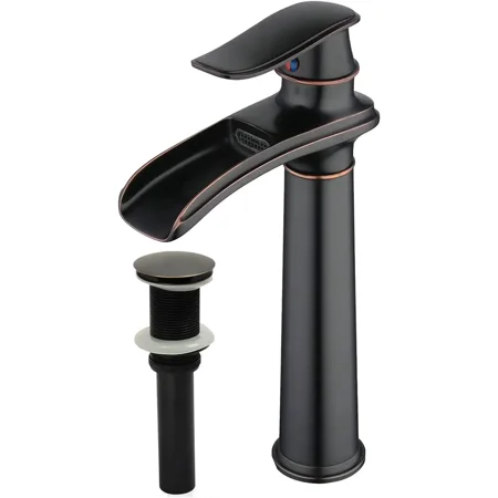 

Waterfall Spout Commercial Bathroom Vessel Sink Faucet Single Handle One Hole Deck Mount Oil Rubbed Bronze Lavatory Mixer Tap