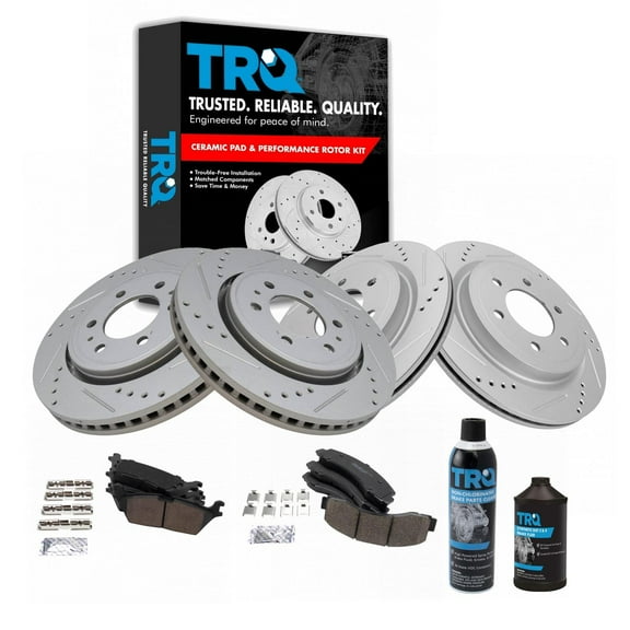 TRQ Front & Rear Ceramic Brake Pad & Performance Rotor Kit w/Fluids BKA21980 Fits select: 2018-2020 FORD F150, 2018-2020 FORD EXPEDITION