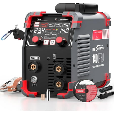 Digital Display 140Amp MIG Welder Flux Core MIG Welder//Lift TIG 3 in 1 Welding Machine,Welder Machine 110V With Synergy IGBT Inverter, Portable Gasless Welder Equipment