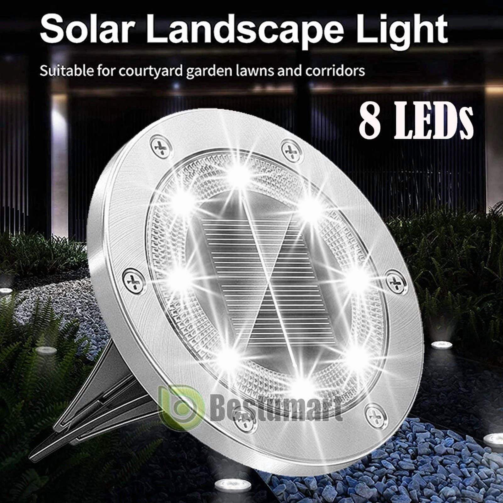 PURELY- 8Leds Solar In Ground Lights Outdoor Garden In Grond Light Waterproof Pure White