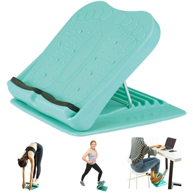 Under Desk Footrest Adjustable Collapsible Stool with Anti Slip Pad 5 Tilt Positions Max-Load 300 Pounds Home Office Foot Rest (Green)