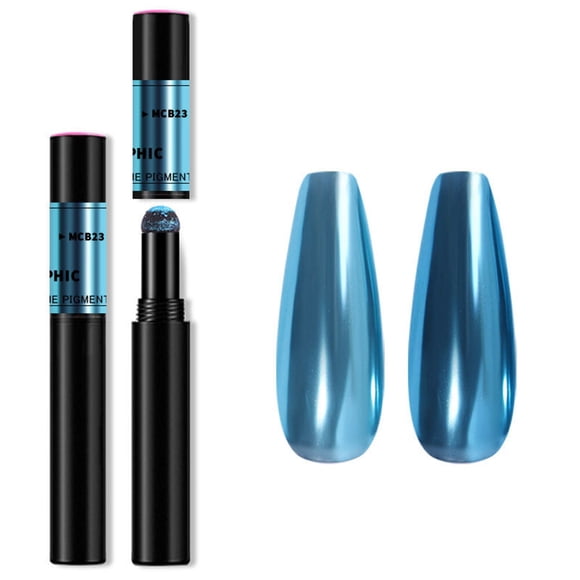 Holographic Chrome Nail Powder Pen - Light-Changing Magic Mirror Effect, Portable Solid Chalk Applicator for Home & Salon Use, 0.6g, Multiple Colors Available (MCB-23 & More Models)