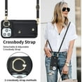 thumbnail image 3 of for iPhone 15 Pro Max Case Wallet with Strap for Women,Crossbody Lanyard and Wristlet Strap,Zipper Pocket,Credit Card Holder,Ring Stand,RFID Blocking Phone Wallet Cases(6.7 inch,Black), 3 of 9