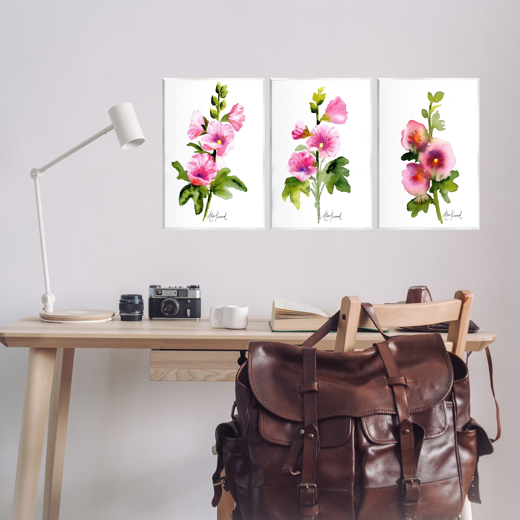 Stupell Industries Pink Flower Watercolors Botanical & Floral Painting Unframed Art Print Wall Art, 10 x 15, Set of 3