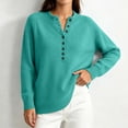 thumbnail image 6 of Edvintorg Knit Sweater for Women Plus Size Long Sleeve Crew Neck Loose Casual Pullover Sweaters with Button Women's Clothes Green XXXL, 6 of 8