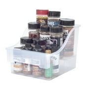 (2 pack) Mainstays 2-Tier Medium Clear Plastic Bin, Multi-Purpose Kitchen Storage and Organization Solution, Well Suited to Storage and Transport
