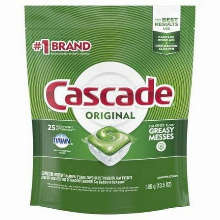 Cascade Original Dishwasher Detergent with Dawn, Fresh Scent, 25 ActionPacs Pack of 2