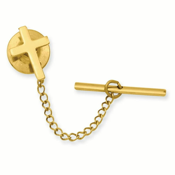 Gold-plated Small Plain Cross Tie Tack