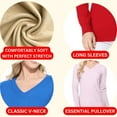 thumbnail image 3 of YEMAK Women's Knit Sweater Pullover – Long Sleeve V-Neck Basic Classic Casual Knitted Soft Lightweight T-Shirt Top, 3 of 8