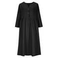 thumbnail image 4 of Ygbgbb Women's 3/4 Sleeve Maxi Dresses 2026 Spring Fall Casual V Neck Dresses Cotton Linen Dresses Flowy Boho Modest Trendy Summer Vacation Dress Black XXL, 4 of 9