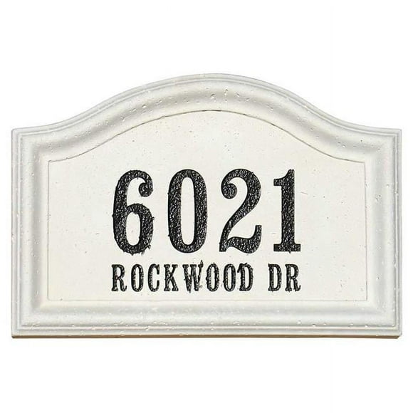 QualArc CCAB-ARC-TRAV-CRM 20 in. Engraved Arch Travertine Style Cast Concrete Address Block in Cream Color