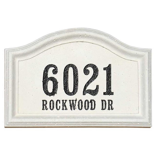 QualArc CCAB-ARC-TRAV-CRM 20 in. Engraved Arch Travertine Style Cast Concrete Address Block in Cream Color