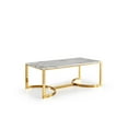 thumbnail image 2 of Vonda Gold Steel Base Rectangular Marble Coffee Table In Grey White, 2 of 2